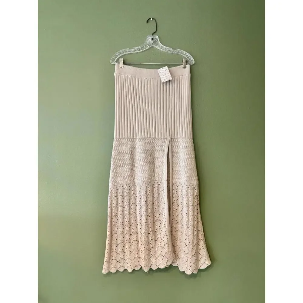 Free People Bari Knit Column Maxi Skirt Harvest Moon Size M NWT